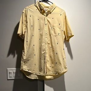 Mens yellow button down shirt with cactus details